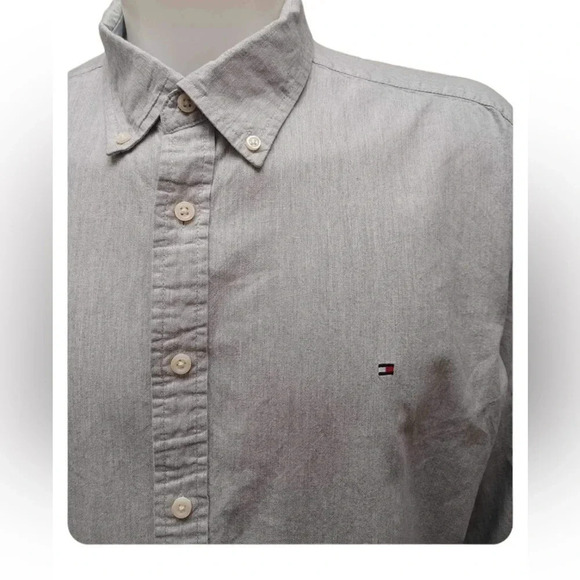 Tommy Hilfiger Long Sleeve Button Down Grey Dress Shirt  Size XXL - Picture 4 of 9